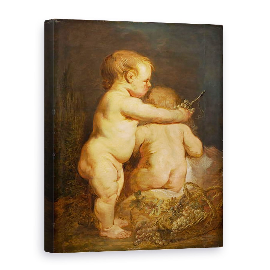 Tablou canvas - Anthony van Dyck - Doi copii goi cu struguri, 75 x 100 cm