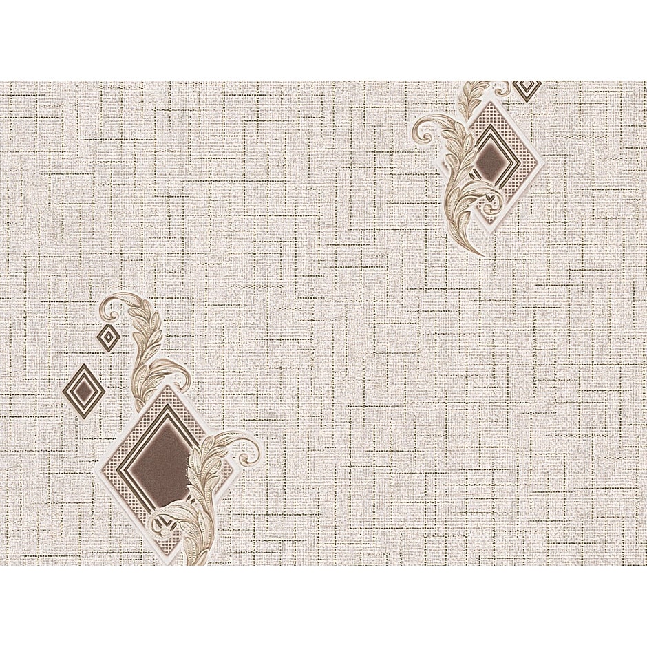 Tapet Slavyanski Oboi, Caro 8150-02, semilavabil, imitatie tesatura cu decor, hartie, duplex, bej-maro