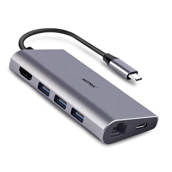 Hub adaptor Motrix® USB Type-C la 3xUSB3.0, 1xHDMI, 1xPower Delivery port, 1xGigabit Ethernet RJ45, compatibil cu MacBook Pro, MacBook Air, Google Chromecast TV 4K Hub adaptor Motrix® USB Type-C la 3xUSB3.0, 1xHDMI, 1xPower Delivery port, 1xGigabit Ethernet RJ45, compatibil cu MacBook Pro, MacBook Air, Google Chromecast TV 4K