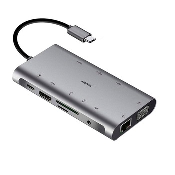 Hub adaptor Motrix® USB Type-C la 3xUSB3.0, 1xVGA, 1xGigabit Ethernet RJ45, 1xAudio Jack, 1xSD Card Reader, 1xTF Card Reader, 1xHDMI, 1xPower Delivery port Hub adaptor Motrix® USB Type-C la 3xUSB3.0, 1xVGA, 1xGigabit Ethernet RJ45, 1xAudio Jack, 1xSD Card Reader, 1xTF Card Reader, 1xHDMI, 1xPower Delivery port