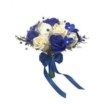 Buchet flori personalizabil, 17 trandafiri si hortensii, by Eventissimi, Alb / Albastru Buchet flori personalizabil, 17 trandafiri si hortensii, by Eventissimi, Alb / Albastru