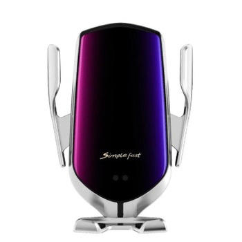 Incarcator auto wireless R1, suport telefon, cablu type C, Smart sensor, brate reglabile pentru sustinere, Argintiu/Negru Incarcator auto wireless R1, suport telefon, cablu type C, Smart sensor, brate reglabile pentru sustinere, Argintiu/Negru