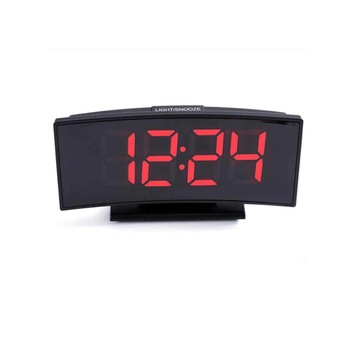 Ceas multifunctional cu LED stil oglinda curbata, alarma digitala, afisaj LCD mare, mod noapte / zi, negru/rosu Ceas multifunctional cu LED stil oglinda curbata, alarma digitala, afisaj LCD mare, mod noapte / zi, negru/rosu
