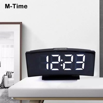Ceas multifunctional cu LED stil oglinda curbata, Ubitec ®, alarma digitala, afisaj LCD mare, mod noapte / zi, negru/alb Ceas multifunctional cu LED stil oglinda curbata, Ubitec ®, alarma digitala, afisaj LCD mare, mod noapte / zi, negru/alb