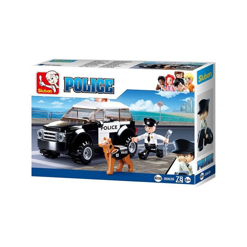 Set de constructie, Masina si Caine de Politie, 78 piese, Sluban - Colectie noua