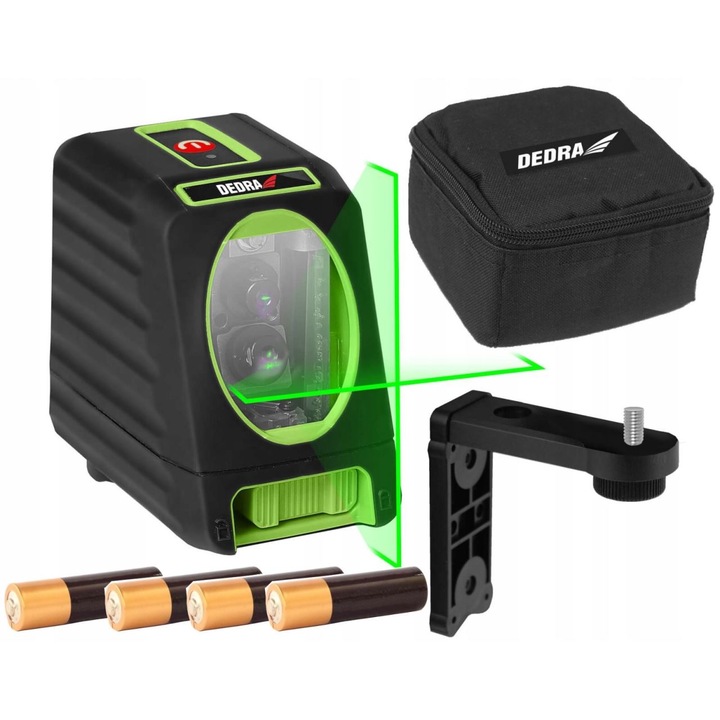 Лазерен нивелир Dedra, Кръстосана линия, Магнитна опора, Зелен, 30 м