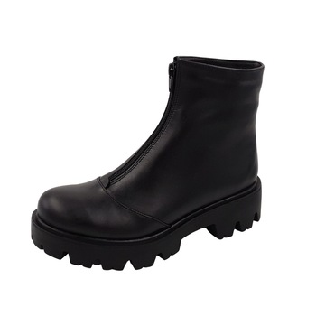 Ghete dama, SandAli, piele naturala, fermoar, talpa usoara, crampoane mari, Negru Ghete dama, SandAli, piele naturala, fermoar, talpa usoara, crampoane mari, Negru