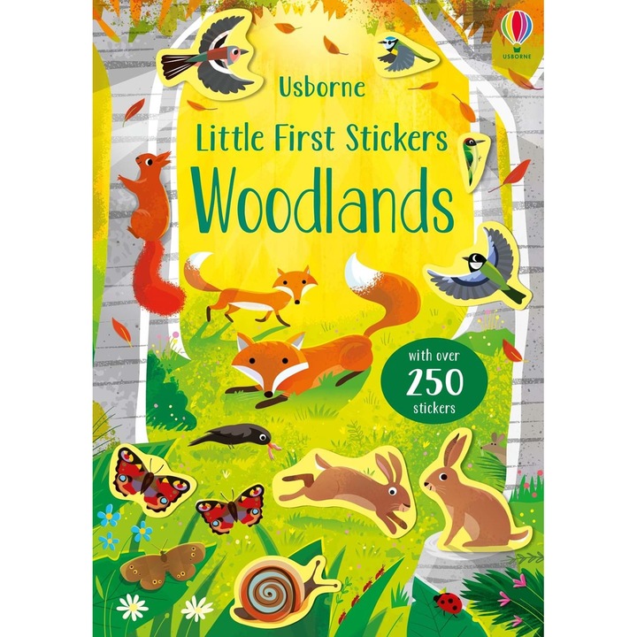 Carte cu abtibilduri, Little First Stickers Woodlands, Usborne