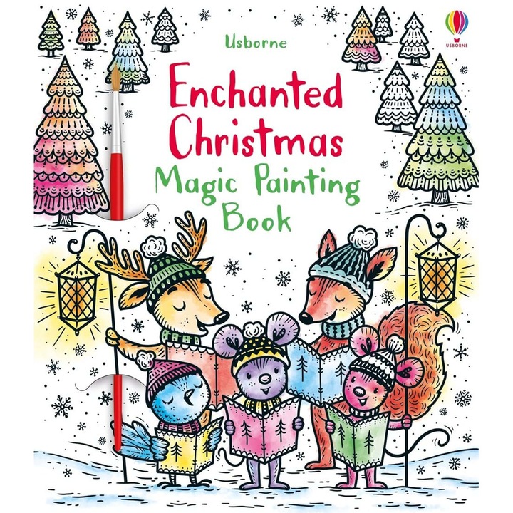 Carte de pictat doar cu apa, Enchanted Christmas Magic Painting, Usborne