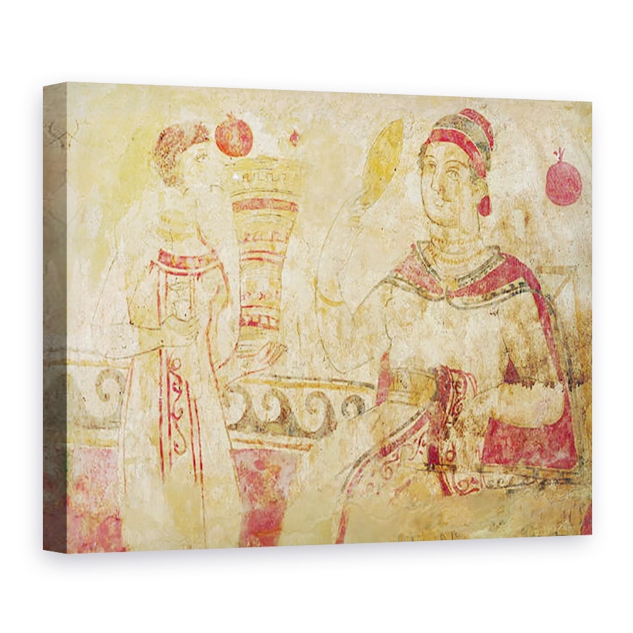 Tablou canvas - Etruscan - Femeie la toaleta ei, scena funerara, perioada Samnite, 75 x 100 cm