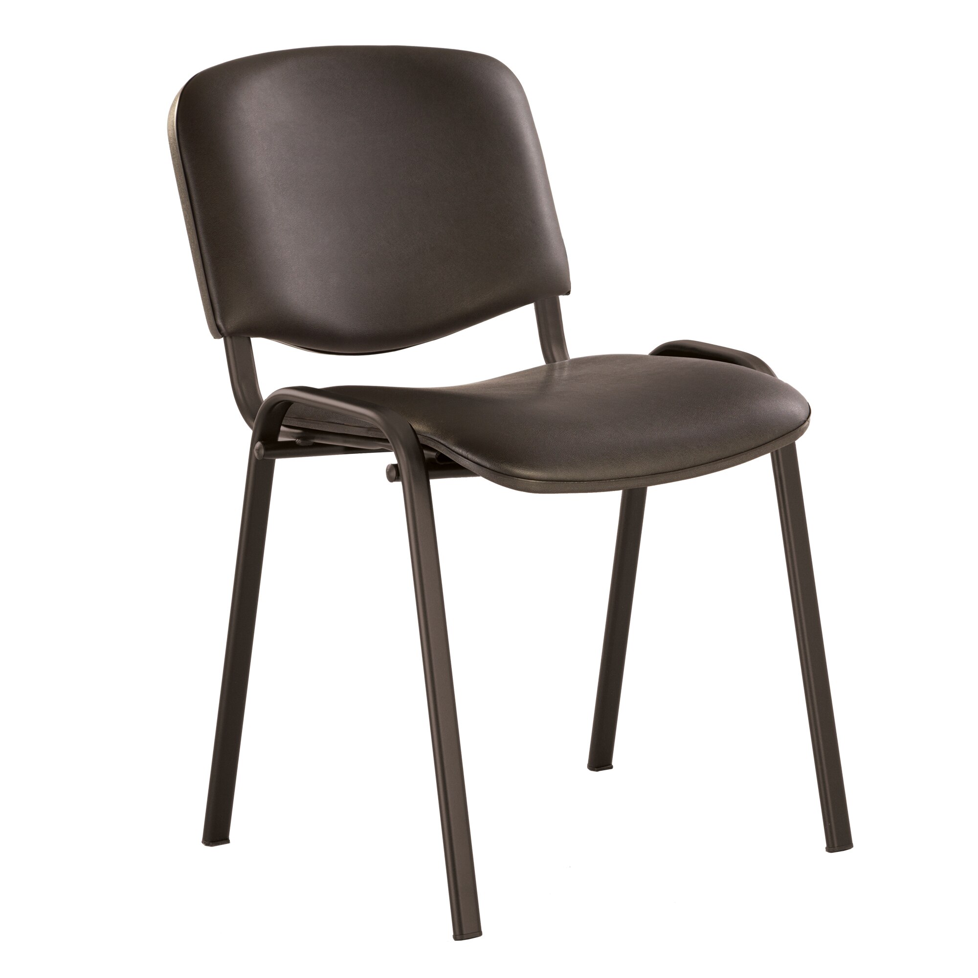 Scaun de vizitator Iso, cadru negru, piele ecologica, negru