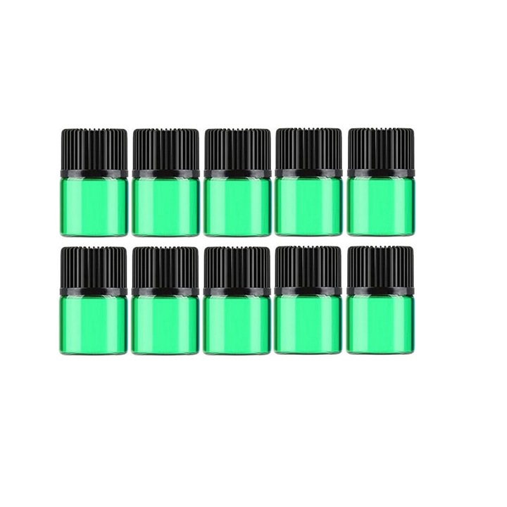 Dropy, DR301VERDE, 10 db kozmetikai tartály illóolajhoz, cseppentővel és zárósapkával, 2 ml, zöld