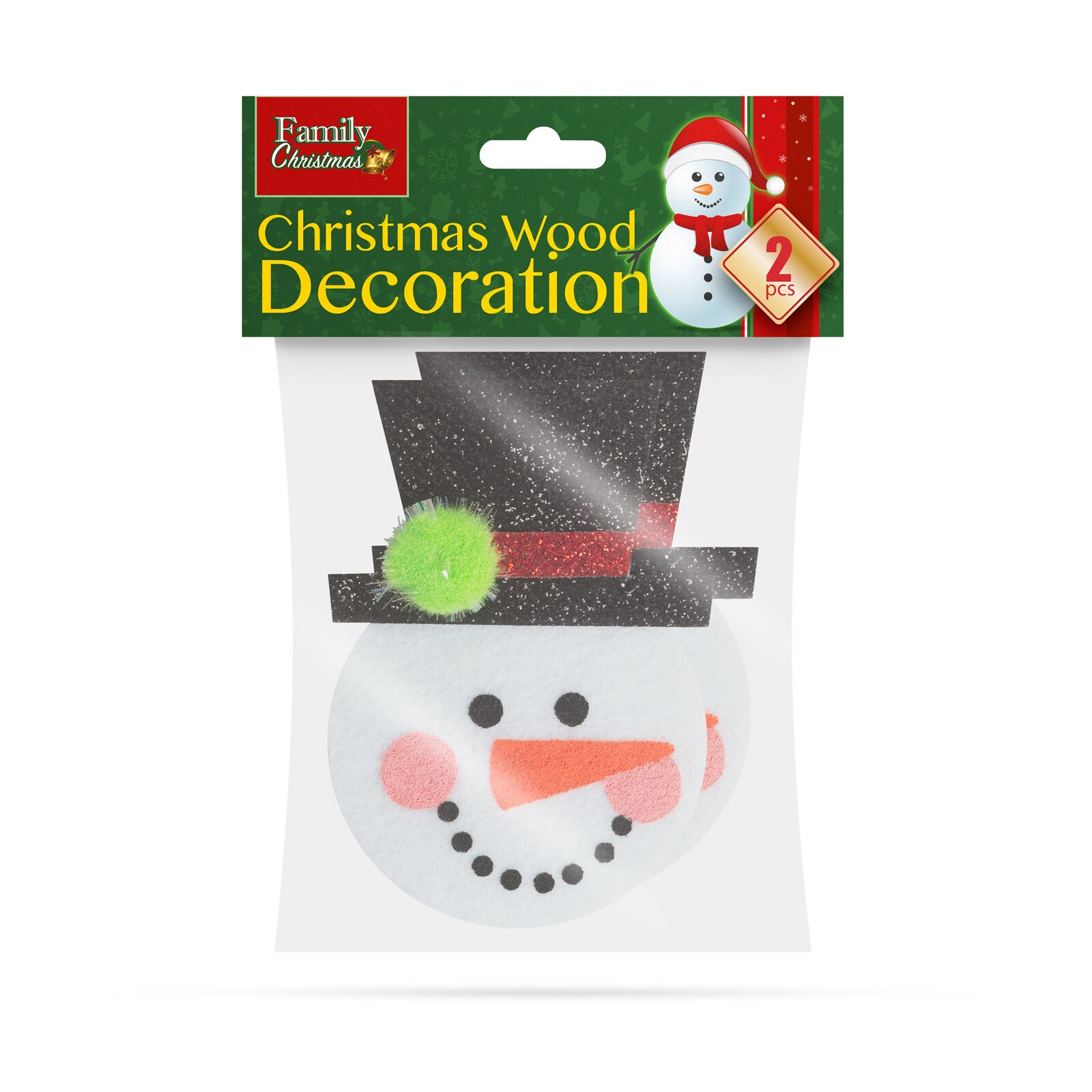 Set 2 figurine pentru brad Family, Model Om de zapada, Multicolor