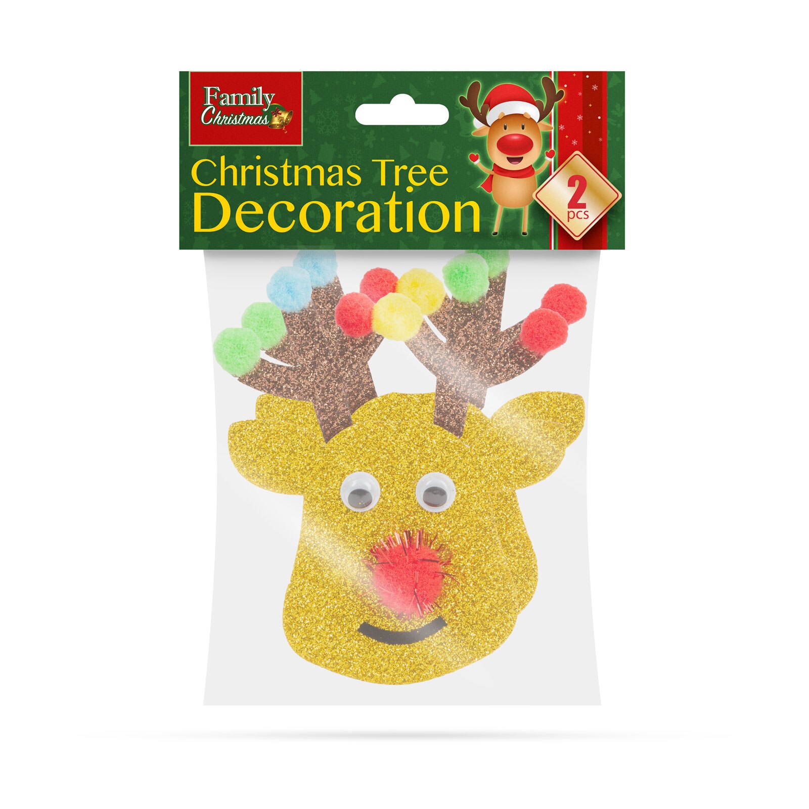 Set 2 figurine pentru brad Family, Model Ren, Multicolor