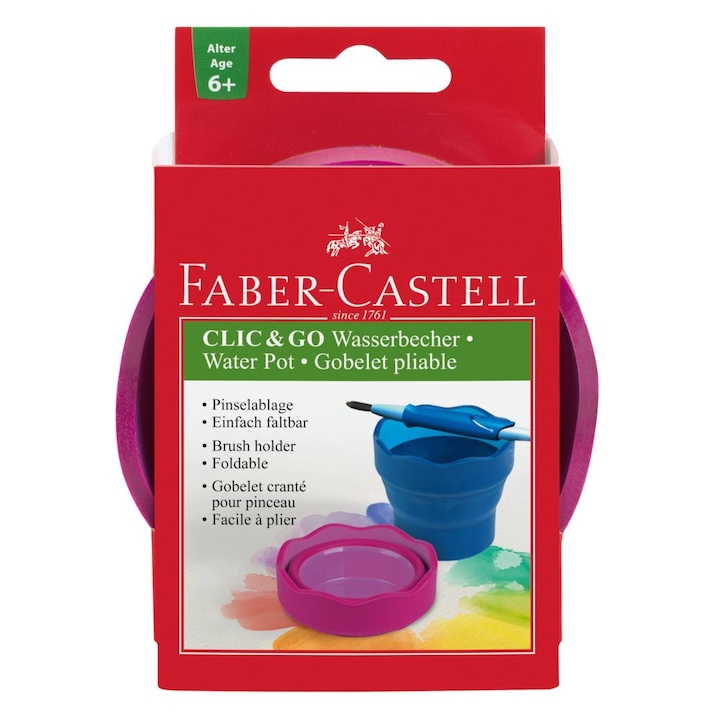 Faber-Castell Click-Go Víztartály, 9.7x3.8x13.2 cm, rózsaszín
