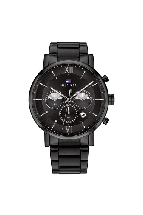 Tommy Hilfiger, Kerek karóra fémszíjjal, Fekete