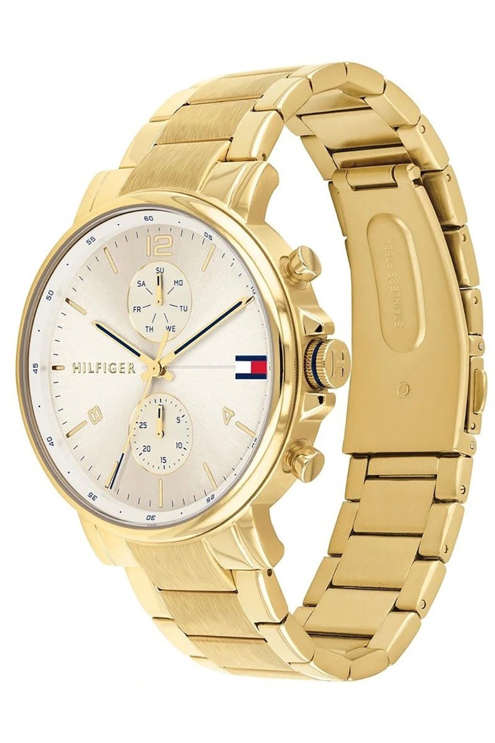 Tommy Hilfiger, Ceas de otel inoxidabil cu functii multiple, Auriu