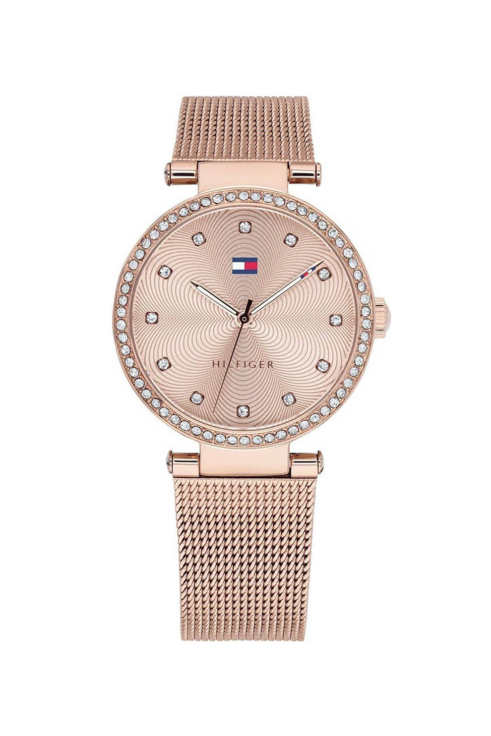 Tommy Hilfiger, Ceas quartz decorat cu cristale, Auriu rose