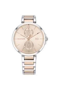 Tommy Hilfiger, Ceas de otel inoxidabil cu functii multiple, Argintiu/Auriu rose Tommy Hilfiger, Ceas de otel inoxidabil cu functii multiple, Argintiu/Auriu rose