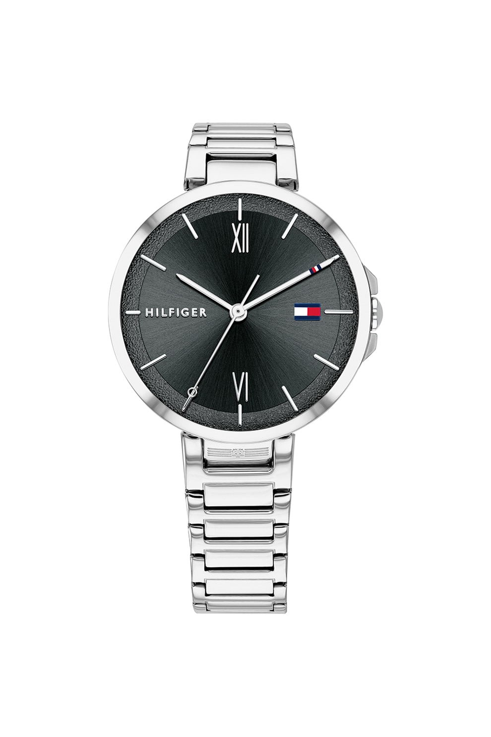 Tommy Hilfiger, Ceas quartz cu cadran negru, Argintiu