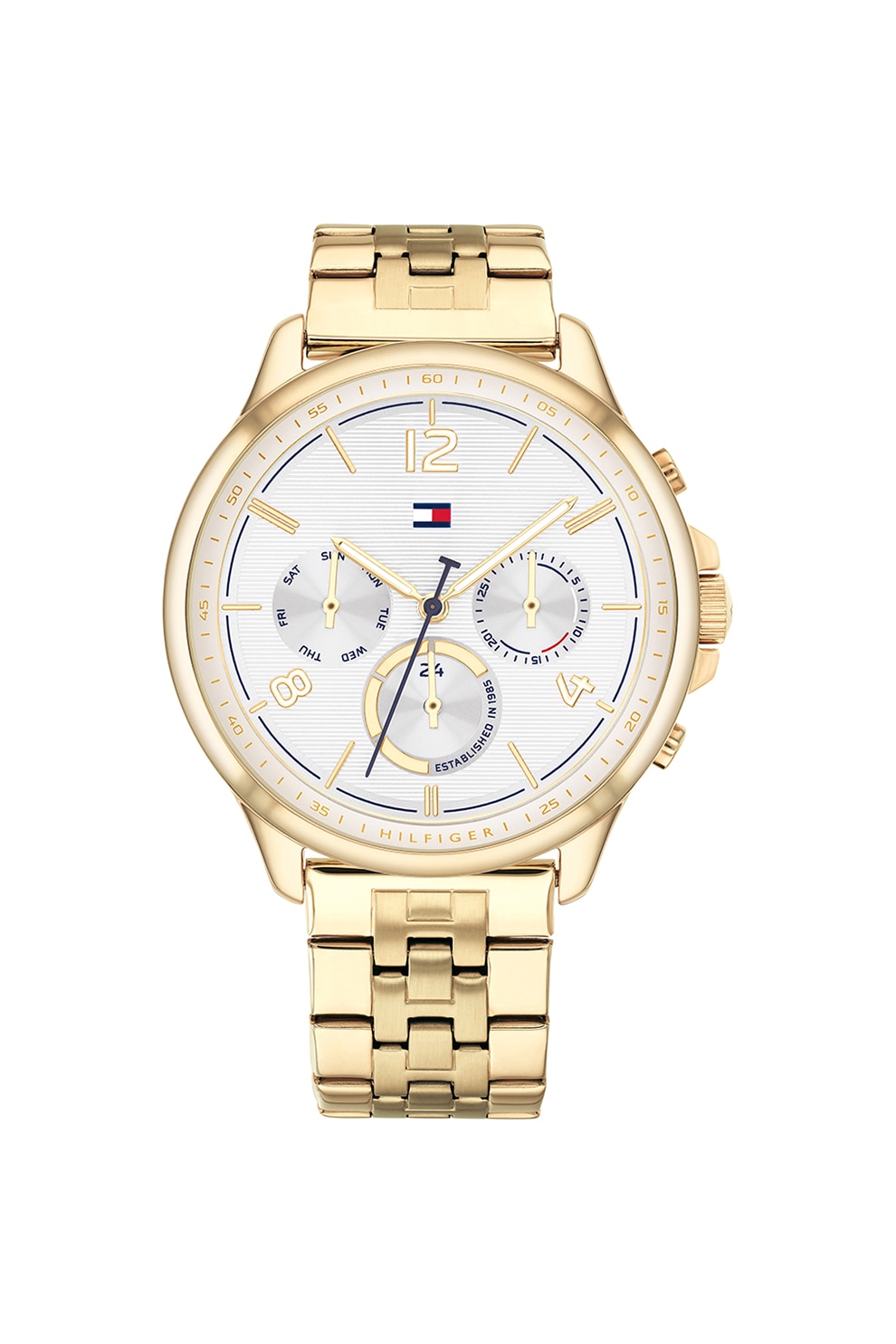 Tommy Hilfiger, Ceas cu bratara metalica si functii multiple, Auriu