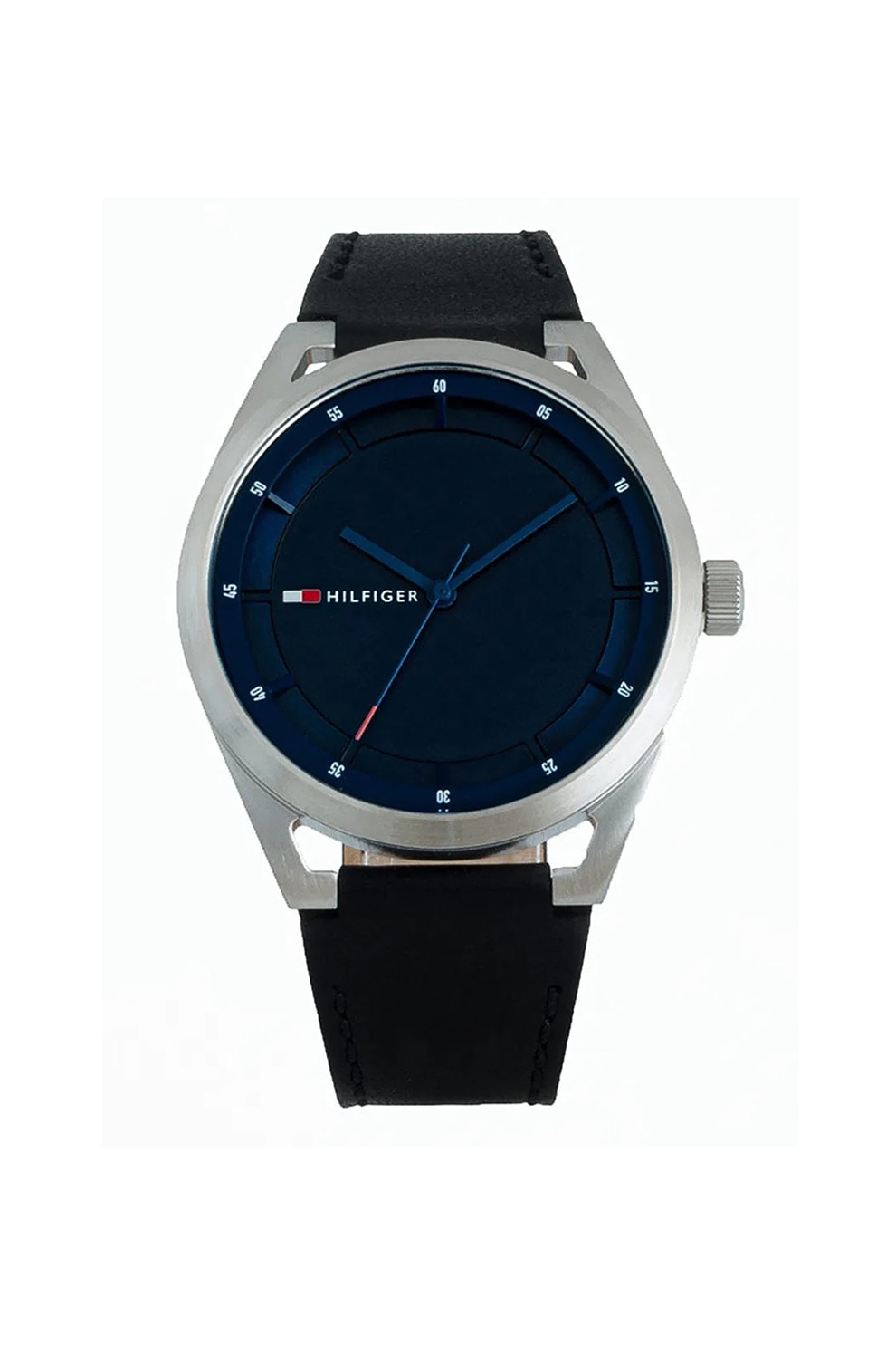 Tommy Hilfiger, Ceas quartz cu o curea din piele, Negru/Argintiu