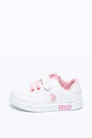 U.S. Polo Assn., Pantofi sport de piele ecologica, cu logo Cameron, Alb, 21 EU