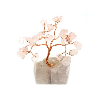 Copacel cu cuart roz pe suport de piatra remediu Feng Shui din Cuart roz, 60 mm lungime Copacel cu cuart roz pe suport de piatra remediu Feng Shui din Cuart roz, 60 mm lungime