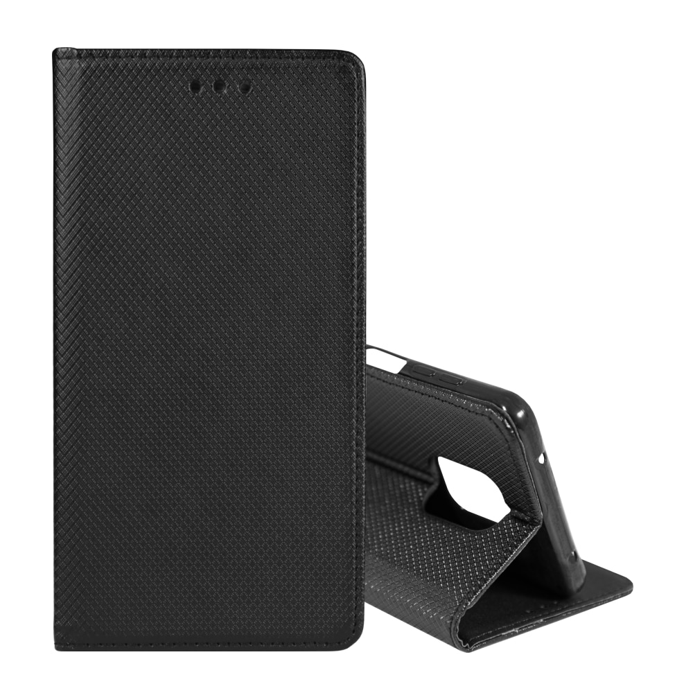 Husa Carte Smart cu Inchidere Magnetica pentru Xiaomi Redmi Note 9s / Note 9 Pro, Negru
