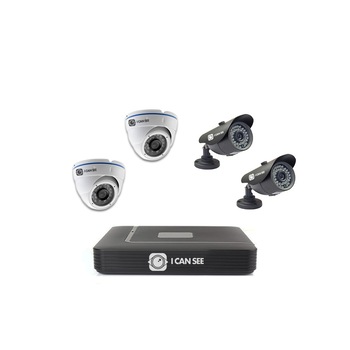 Kit supraveghere ICANSEE ICS-KU100-2A2S, cu 2 camere de exterior si 2 camere de interior, DVR 4 canale HD 720p, 1 canal audio Kit supraveghere ICANSEE ICS-KU100-2A2S, cu 2 camere de exterior si 2 camere de interior, DVR 4 canale HD 720p, 1 canal audio