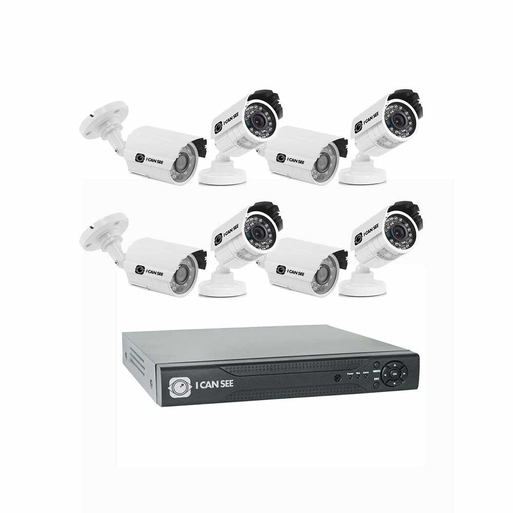 Kit supraveghere ICANSEE ICS-KU100-8S, cu 8 camere de exterior, HD 720p, DVR 8 canale HD 720p, 4 canale audio
