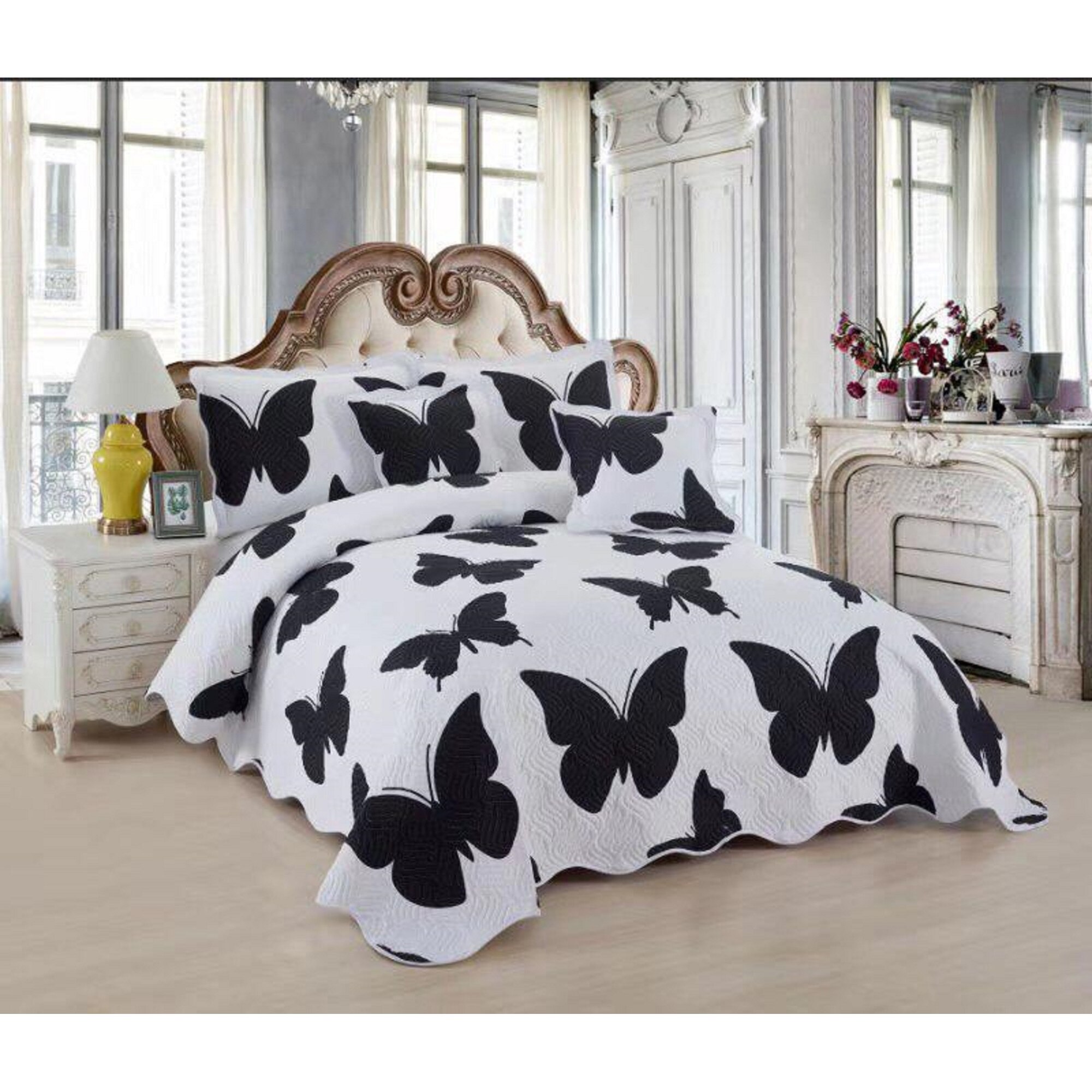 Cuvertura, pentru 2 persoane, 5 piese, bumbac, alb model Rita155