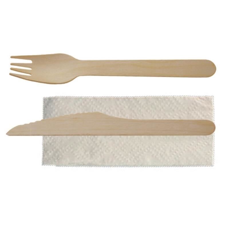 Set tacamuri lemn Strend Pro Woodline ECO Gastro, biodegradabil,servetel, 160 mm