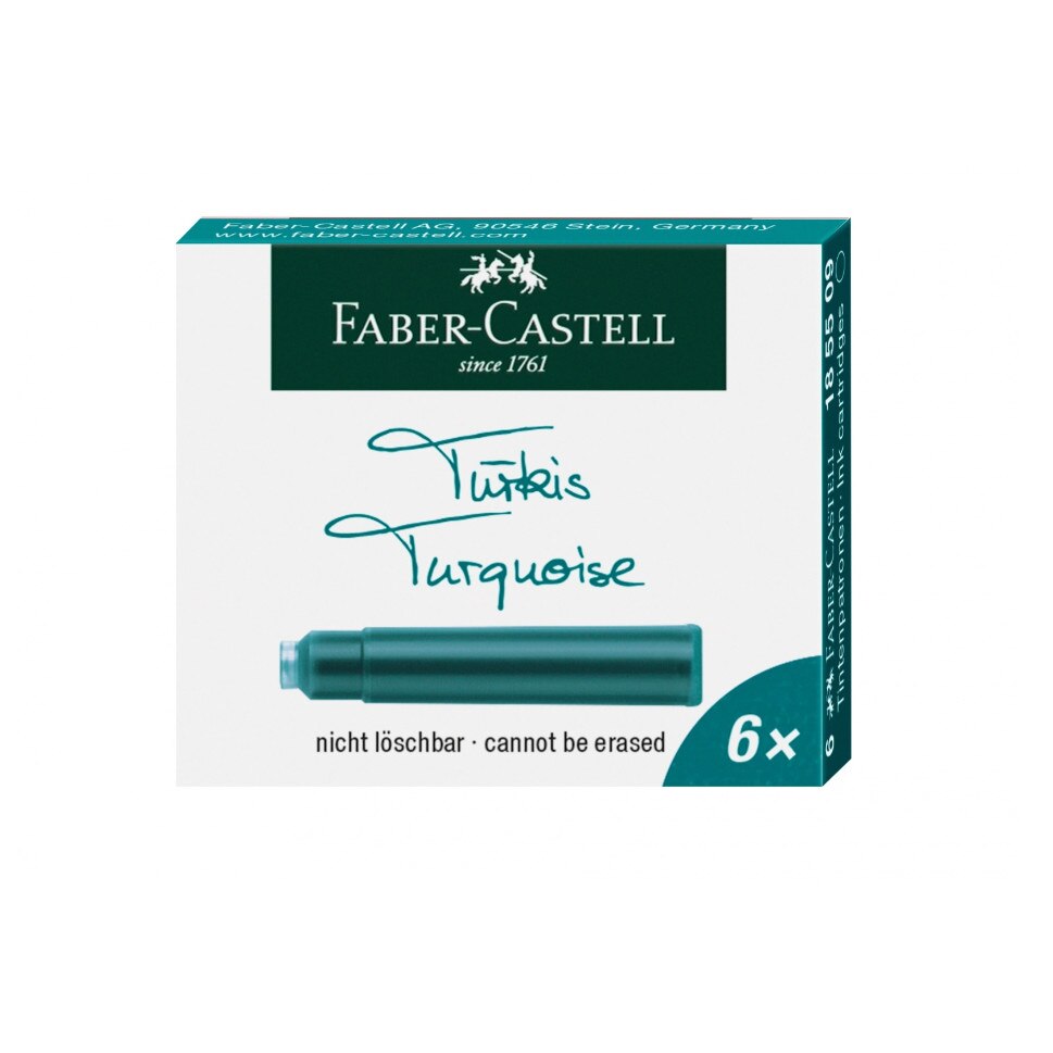 Cartuse Cerneala Mici Faber-Castell, Turcoaz, 6 Buc/Cutie