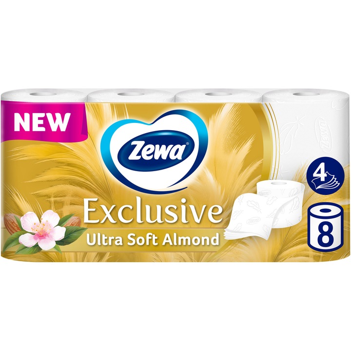 Тоалетна хартия Zewa Exclusive Almond Milk, 4 слоя, 8 ролка