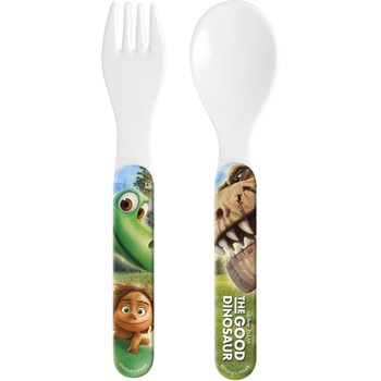 Set lingurita si furculita melamina Bunul Dinozaur, Lulabi Set lingurita si furculita melamina Bunul Dinozaur, Lulabi