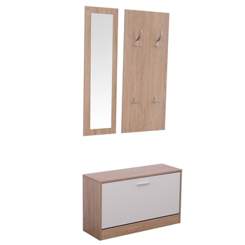 Set 3 piese mobilier cuier, HOMCOM, PAL, Maro/Alb Set 3 piese mobilier cuier, HOMCOM, PAL, Maro/Alb