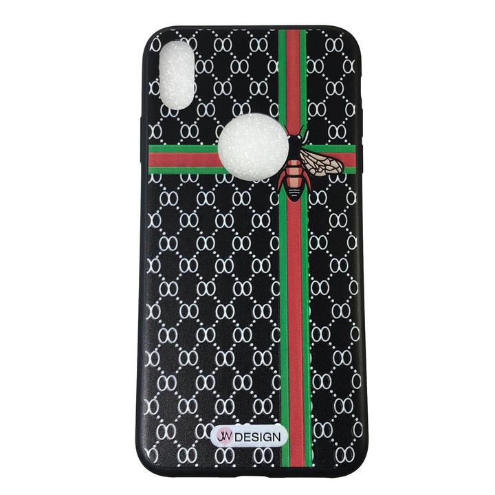 Husa compatibila . cu iPhone XS MAX, Carcasa din silicon, Design Albinuta, Negru