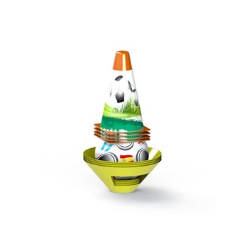 Set antrenament fotbal pentru copii, jaloane si minge, 9 piese Set antrenament fotbal pentru copii, jaloane si minge, 9 piese