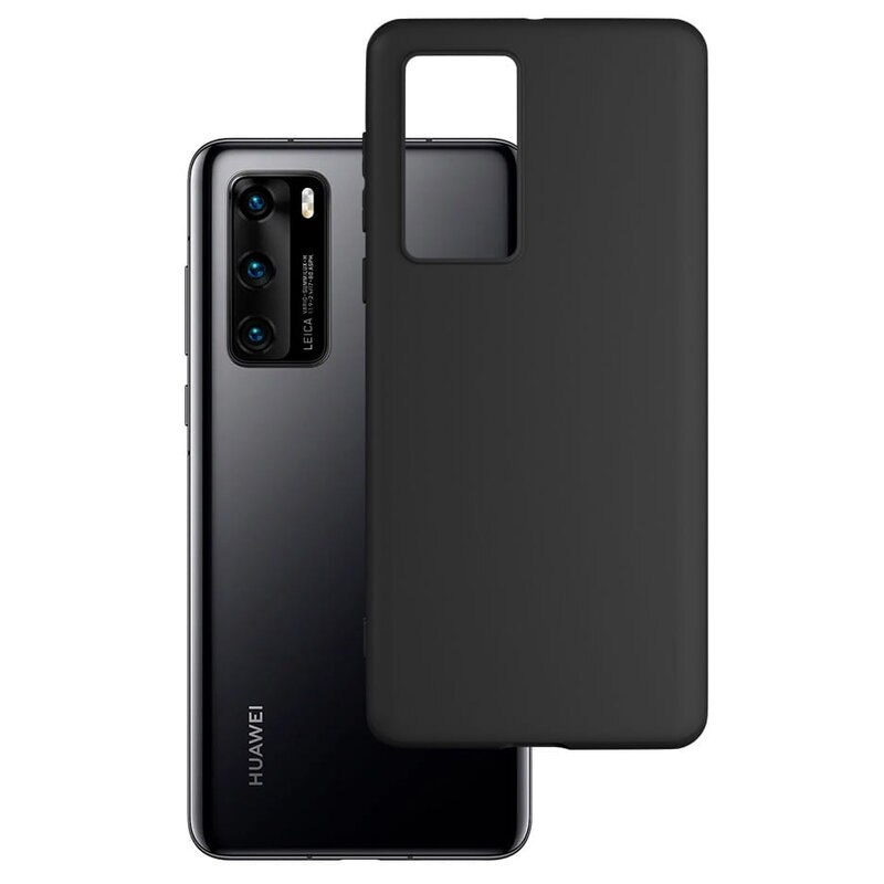 Set Husa protectie pentru Huawei P40, din silicon, Negru si folie protectie ecran, Joyshell