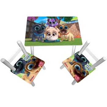 Masuta copii cu 2 scaunele Bingo si Rolly, MDF si lemn Masuta copii cu 2 scaunele Bingo si Rolly, MDF si lemn