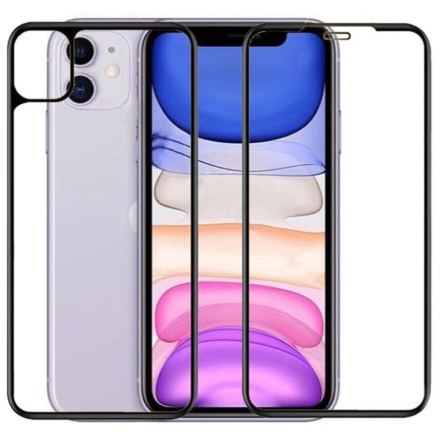 Folie sticla securizata fata / spate 5D Full Glue pentru iPhone 11, Negru