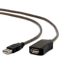 Cablu prelungitor activ USB 2.0, lungime 10 m, Cablexpert, conectori USB A tata la USB A mama, negru