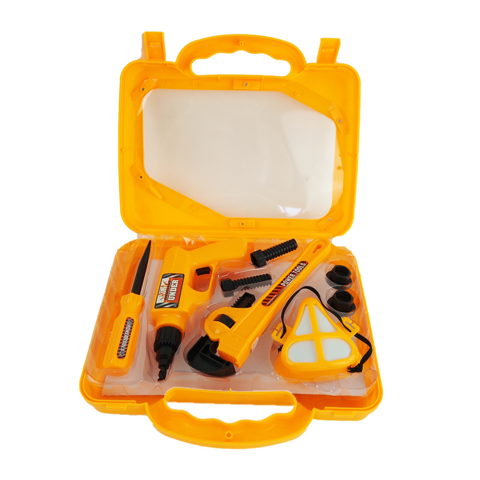 Set de joaca cu trusa si unelete, 8 piese, portocaliu/negru