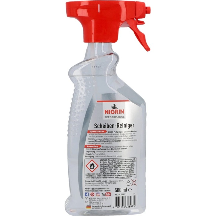 Nigrin Performance szélvédő tisztító oldat nikotin oldószerrel, 500 ml