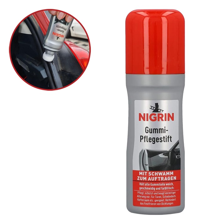 Solutie pentru intretinerea elementelor din cauciuc, Nigrin, hraneste, protejeaza si previne imbatranirea prematura, 75 ml