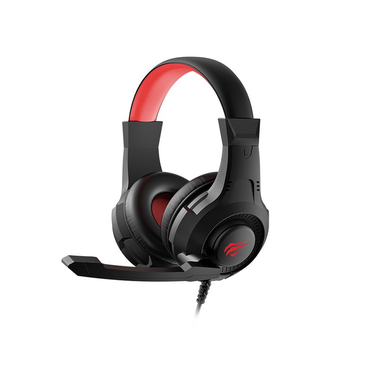 Геймърски слушалки Havit GAMENOTE H2031d, LED червена подсветка, Black/Red