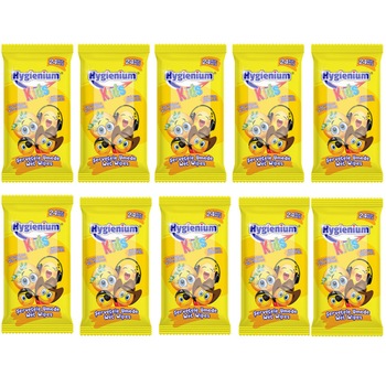 Pachet 10 x Servetele umede igienizante Hygienium pentru copii, 24 buc/pachet, fara alcool, Yellow Pachet 10 x Servetele umede igienizante Hygienium pentru copii, 24 buc/pachet, fara alcool, Yellow