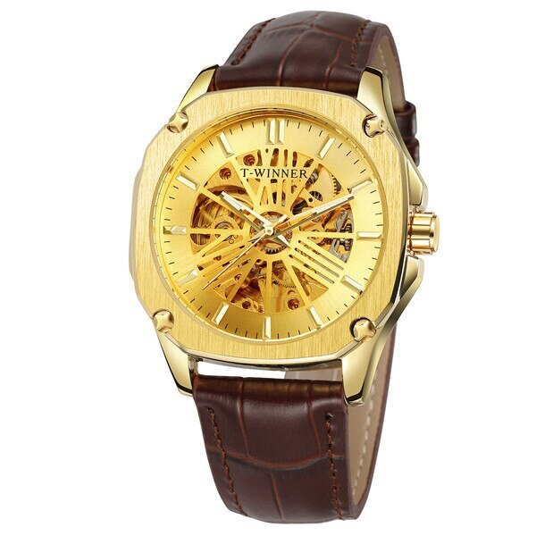 Ceas barbatesc Skeleton Winner P338G-V1, Piele ecologica, 40 mm