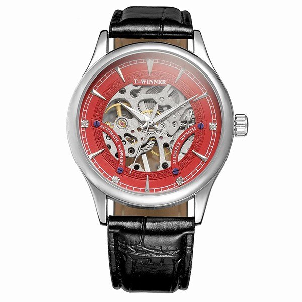 Ceas unisex mecanic Winner,Negru,P102, 43 mm